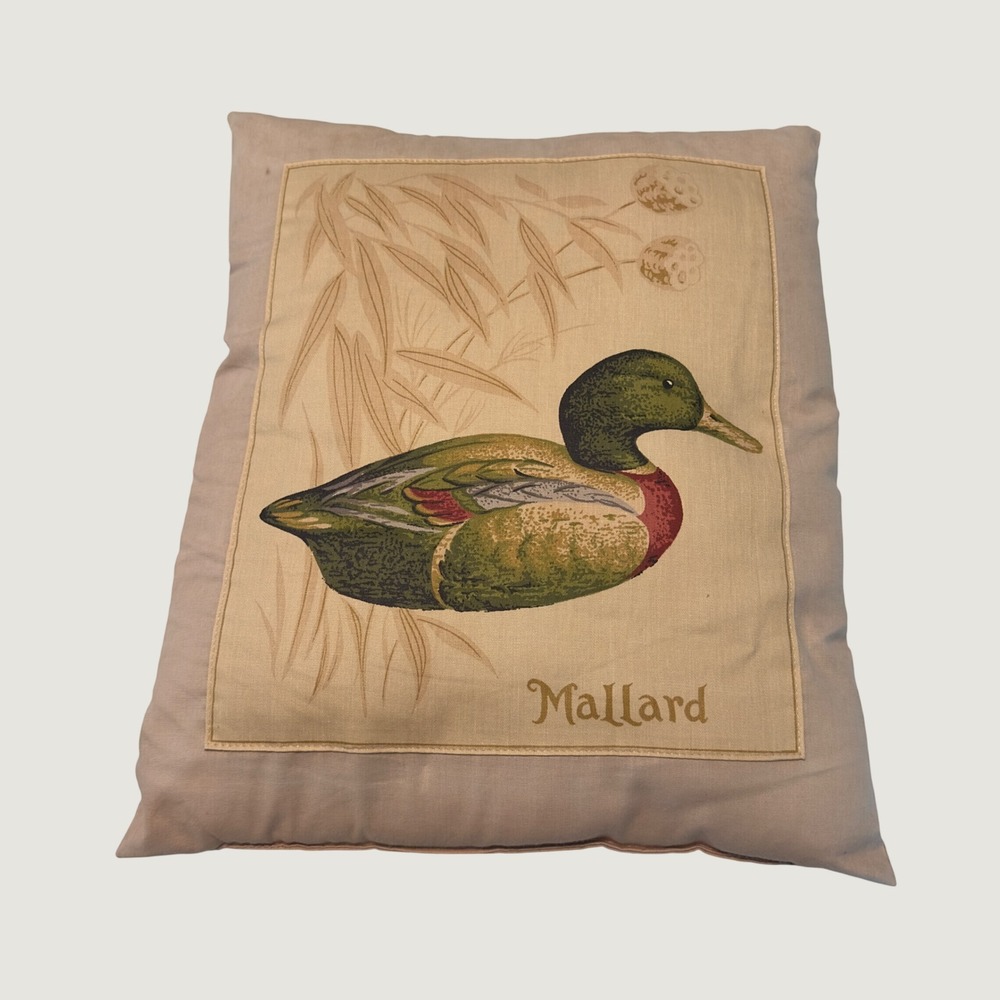Vintage Mallard Duck Decorative Throw Pillow Tan Rustic Lodge Cabin Decor 16x14